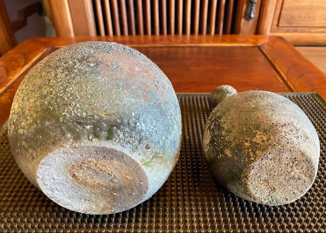 古美術　薪窯常滑焼　一輪挿し・花器　 4点セット ヴィンテージ　レア