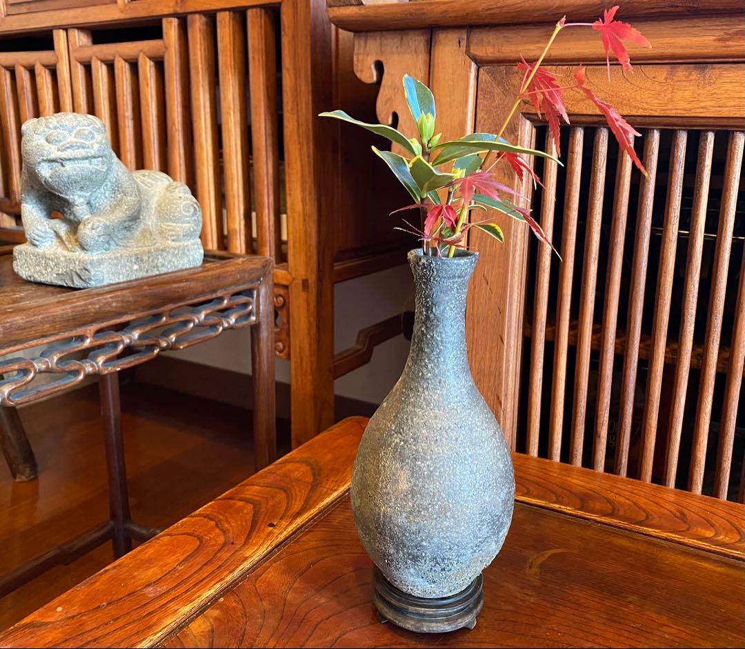 古美術　薪窯常滑焼　一輪挿し・花器　 4点セット ヴィンテージ　レア