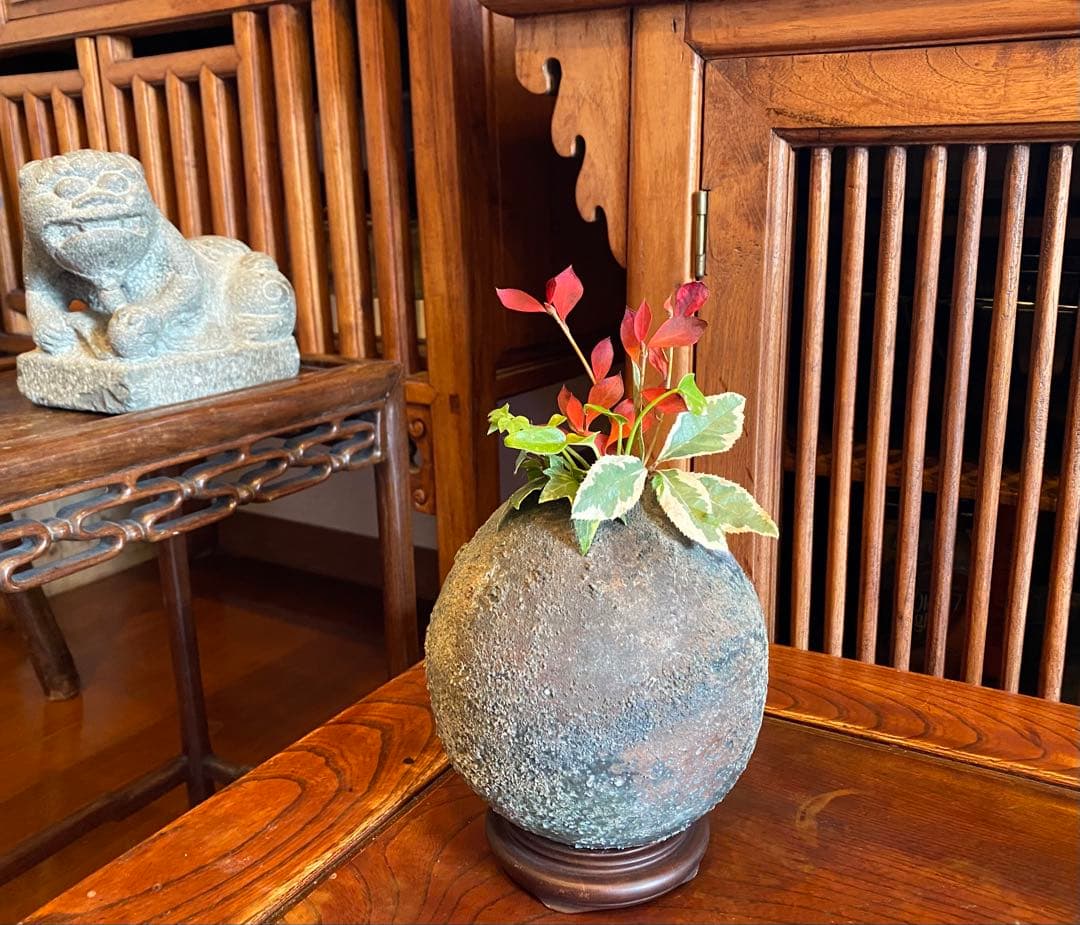 古美術　薪窯常滑焼　一輪挿し・花器　 4点セット ヴィンテージ　レア