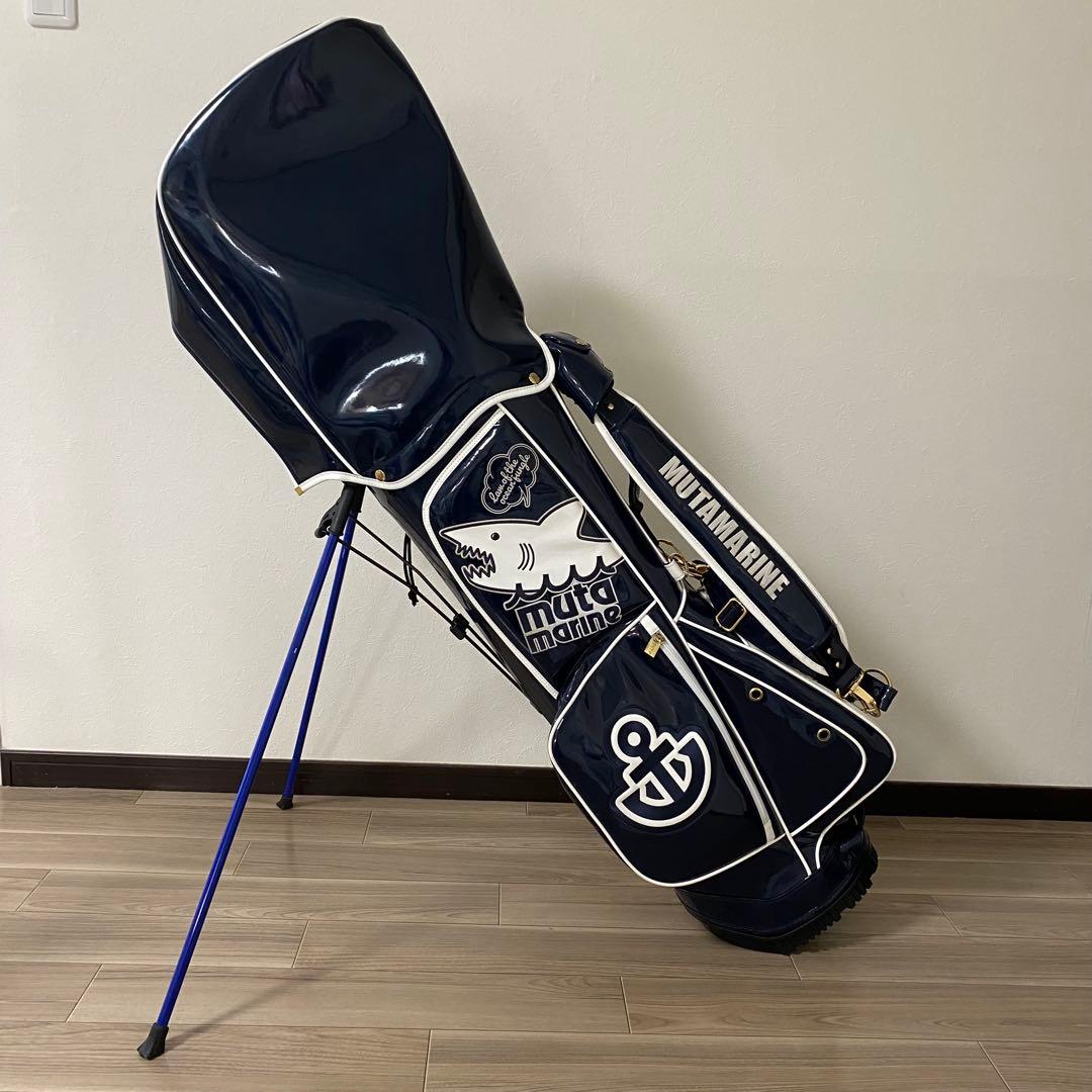 ムータマリンゴルフ　キャディバック　紺色　サメ