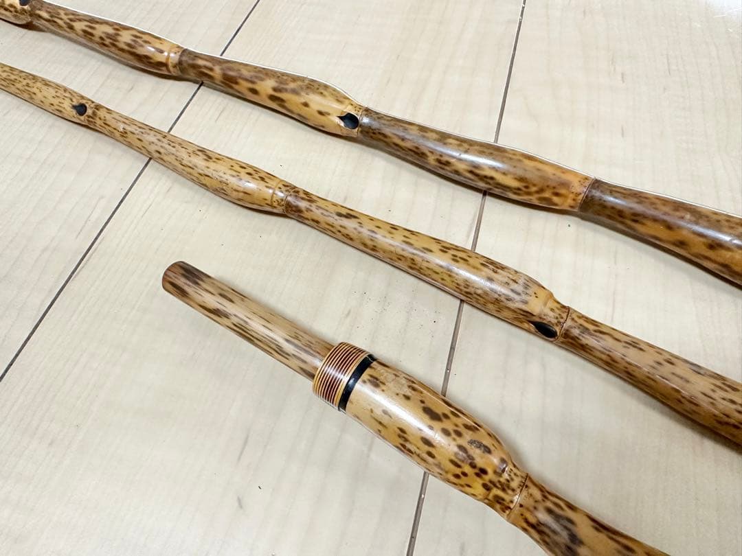 希少 へら釣り 龍仙 紋付竹 玉柄 竿受 セット　　0780