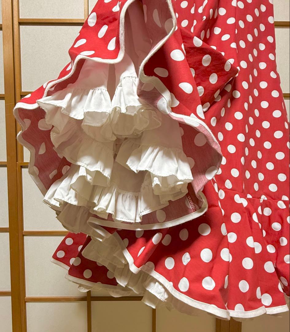 フラメンコ衣装　水玉　赤