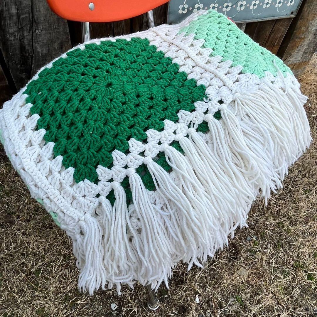 【USA vintage】グラニーブランケット　スクエモチーフ　アメリカ