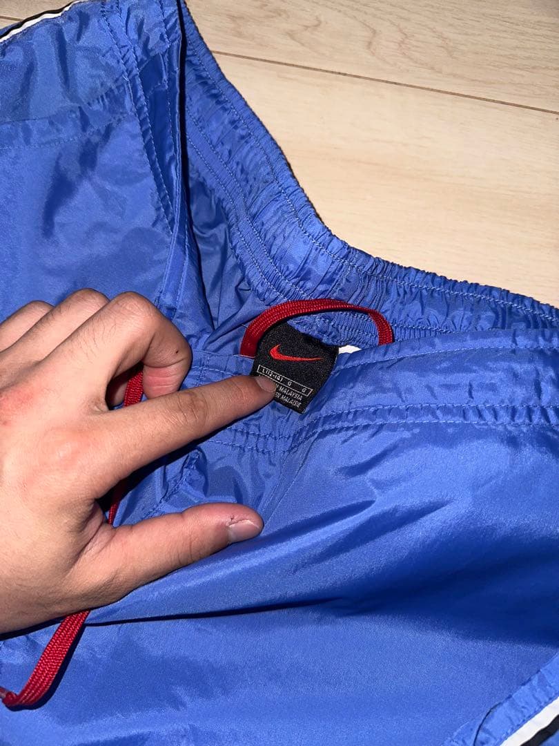 Nike ピステパンツ 青 サイドジッパー付き tohji風デザイン‼️