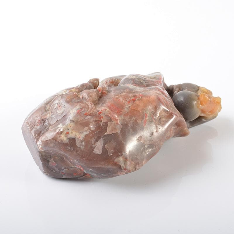 中国　玉石鶏血石　神獣彫　置物　紙鎮　筆架　重さ約306ｇ　M　R6131