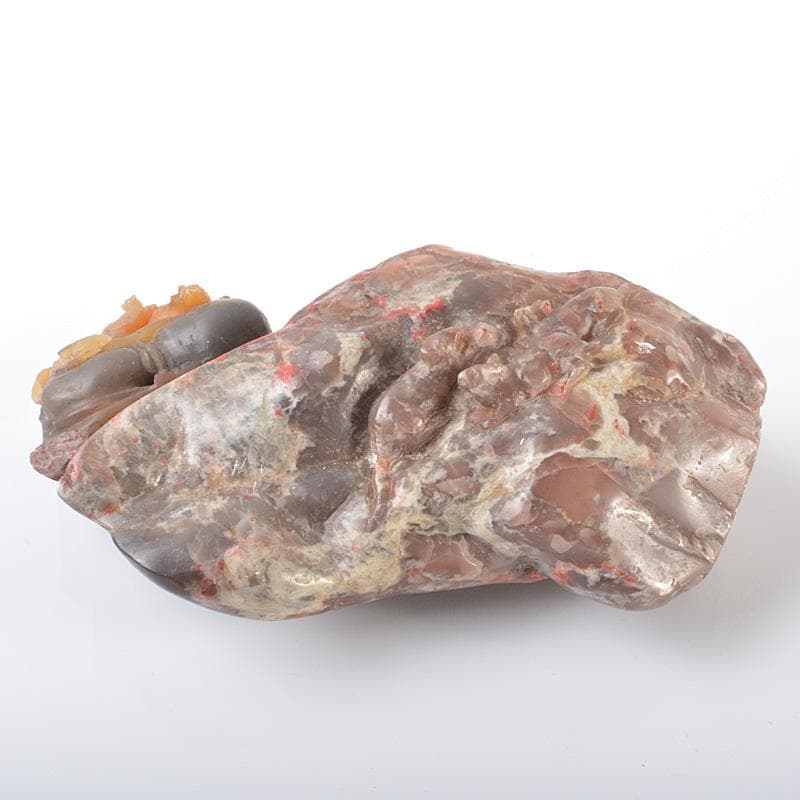 中国　玉石鶏血石　神獣彫　置物　紙鎮　筆架　重さ約306ｇ　M　R6131