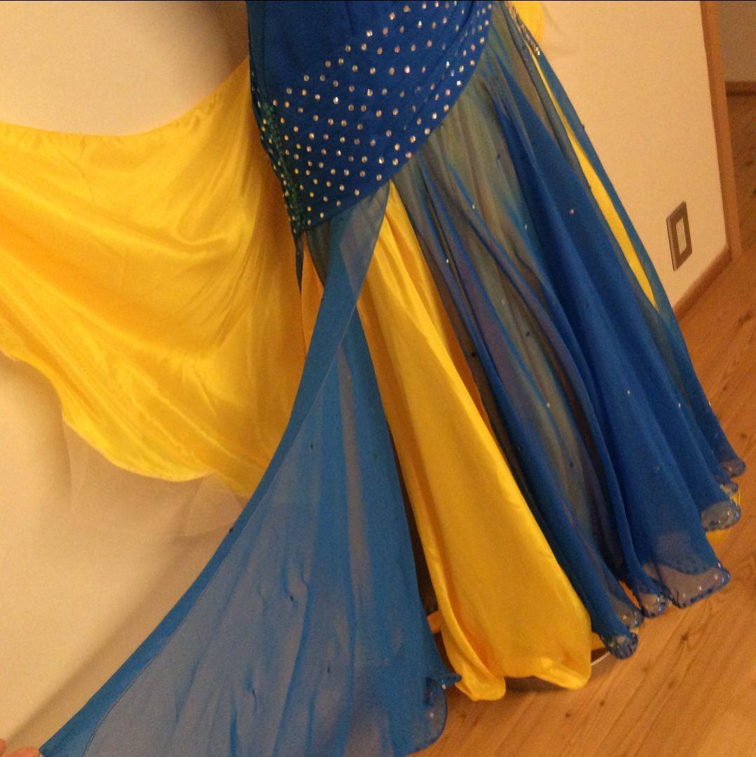 ひさや製 社交ダンス スタンダードドレス 黄・青 中古 競技 デモ