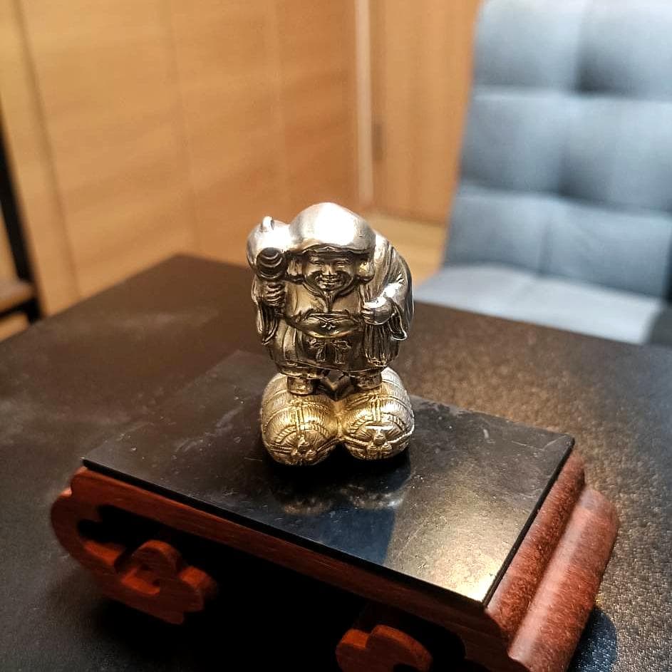 【純銀製】恵比須様・大黒様2体セット【縁起物】川崎貯蓄銀行