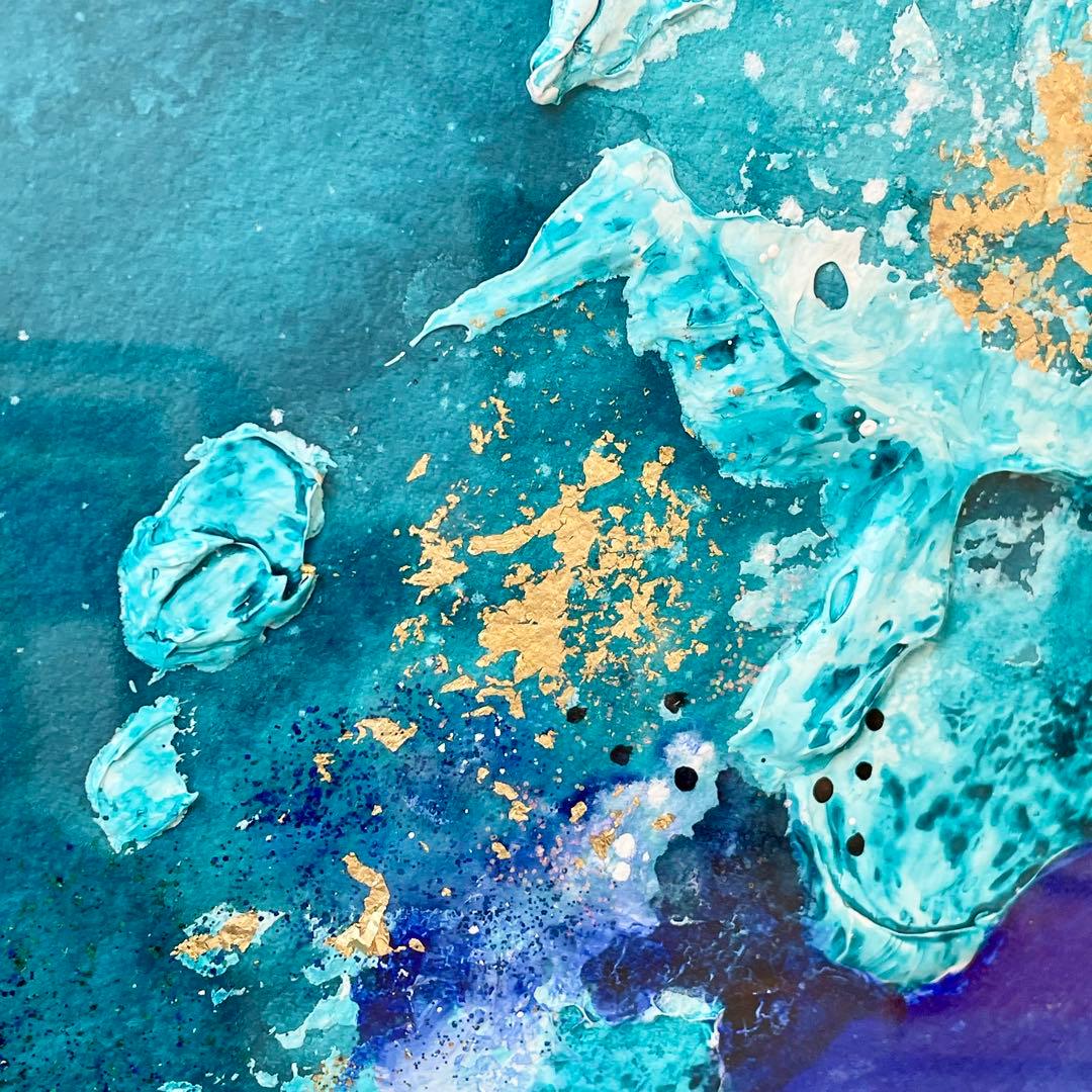 絵画 アート作品 LALAGUE 青と金　抽象画