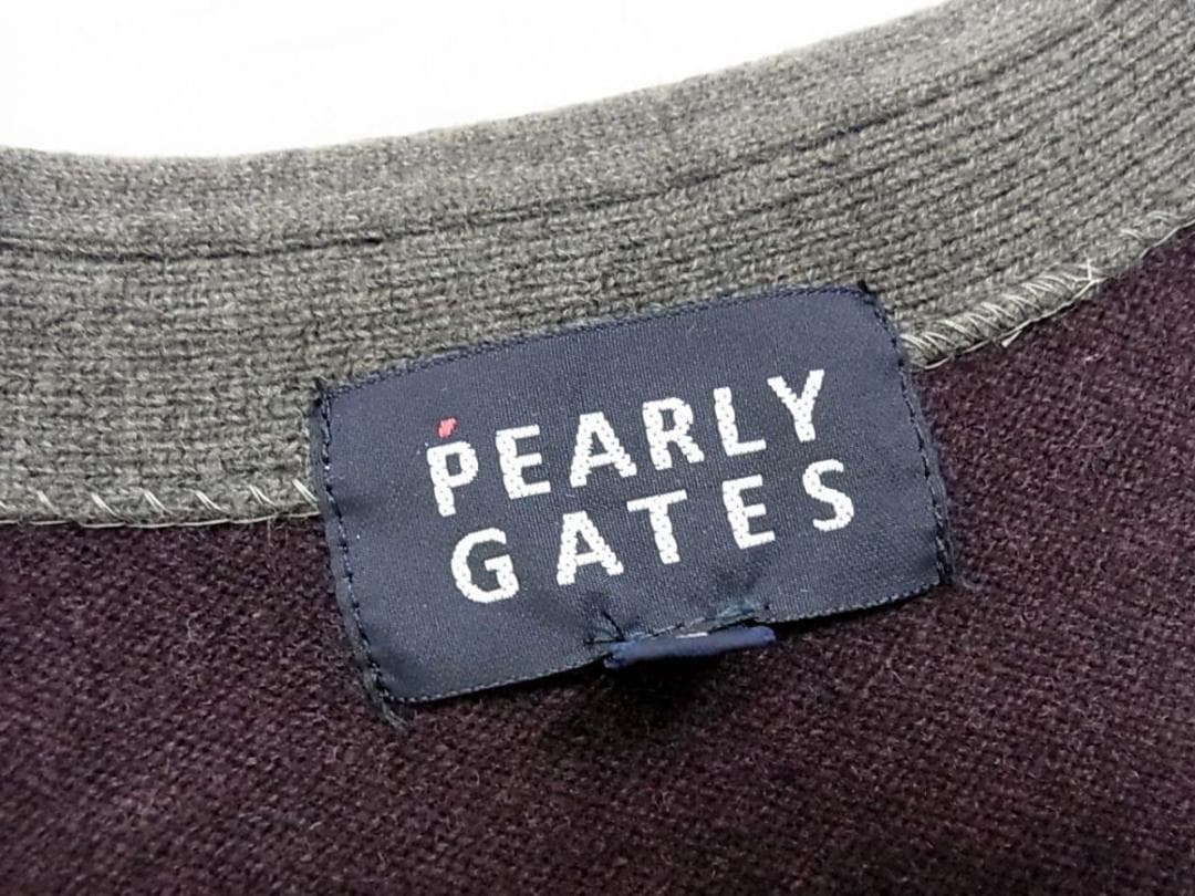 パーリーゲイツ　Vネック　ニット ベスト　ロゴ刺繍　2　レディース L　ゴルフ