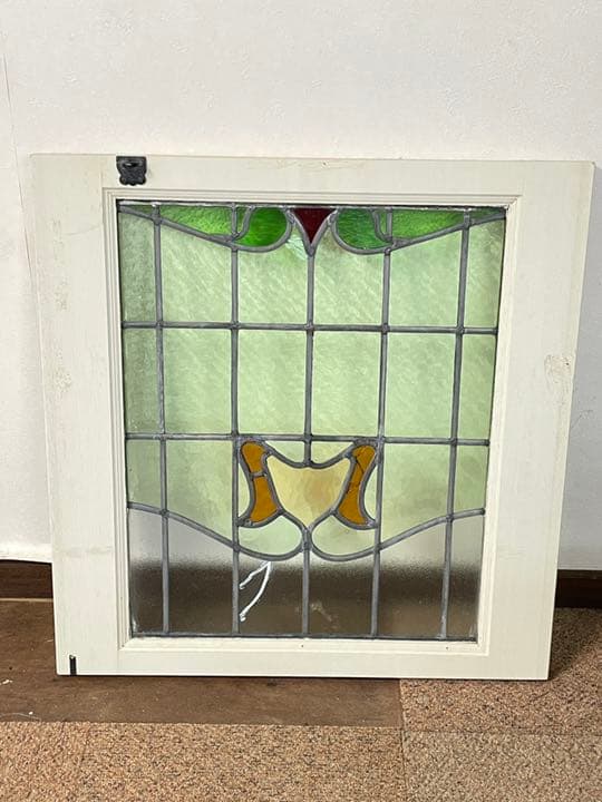 イギリスアンティーク ステントグラスの窓 73×75 フレーム付き