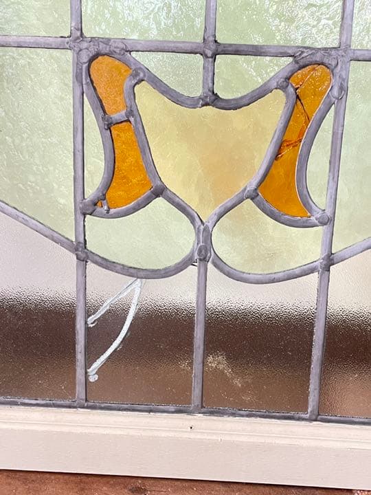 イギリスアンティーク ステントグラスの窓 73×75 フレーム付き