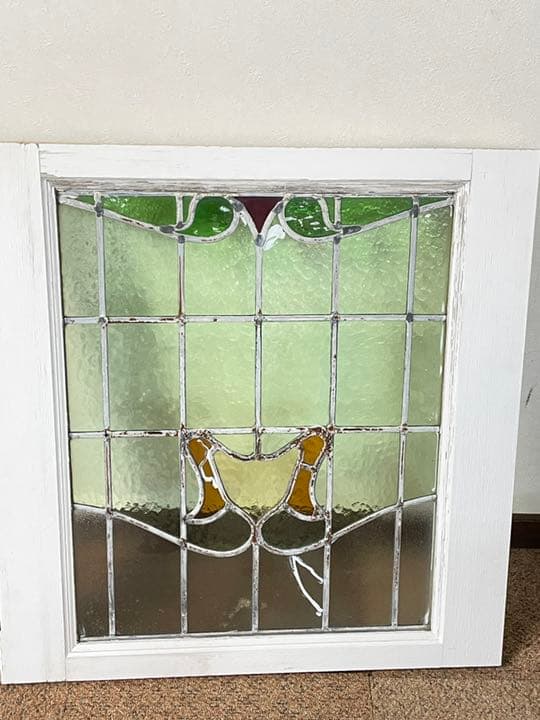 イギリスアンティーク ステントグラスの窓 73×75 フレーム付き