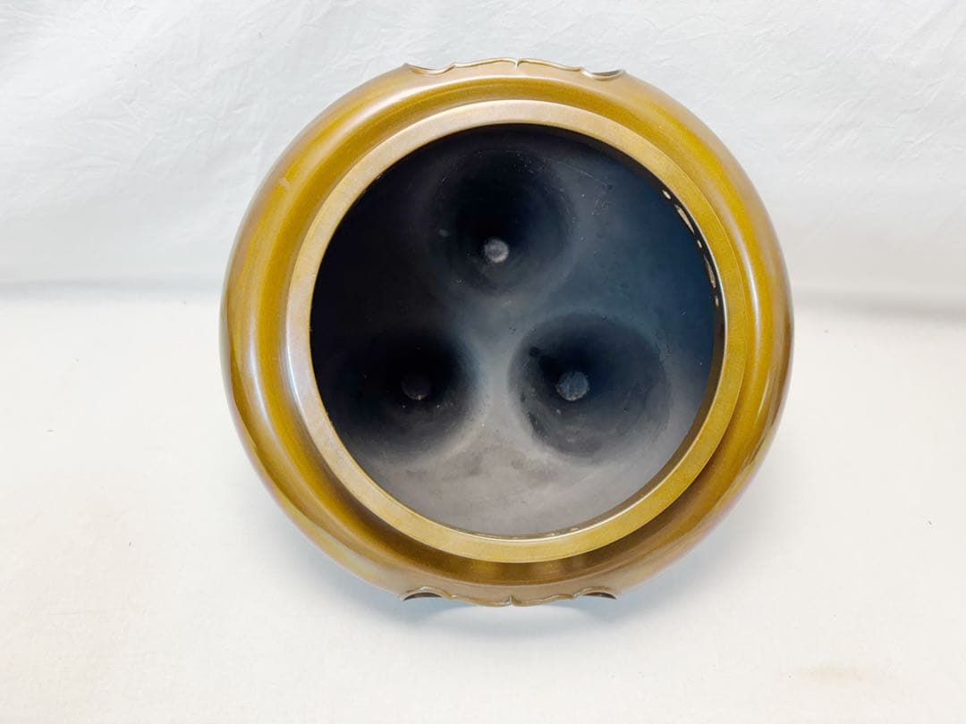 ほぼ未使用 茶道具 佐藤清光作 唐銅朝鮮風炉 真形釜添 釜印 敷板 風炉灰4個