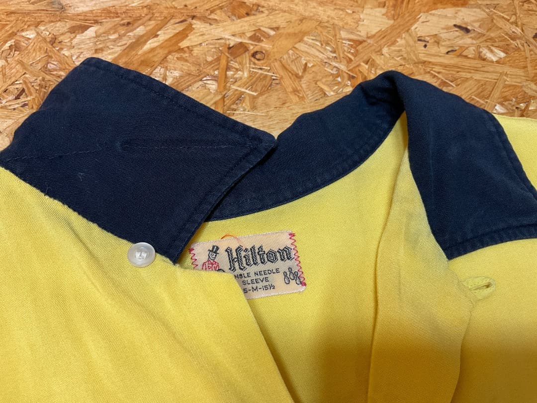 HILTON ヒルトン 50s 半袖 ボウリングシャツ 黄/黒 size M