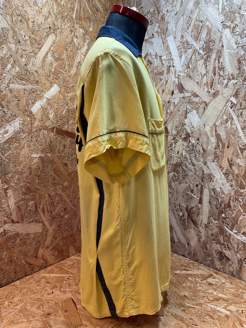 HILTON ヒルトン 50s 半袖 ボウリングシャツ 黄/黒 size M