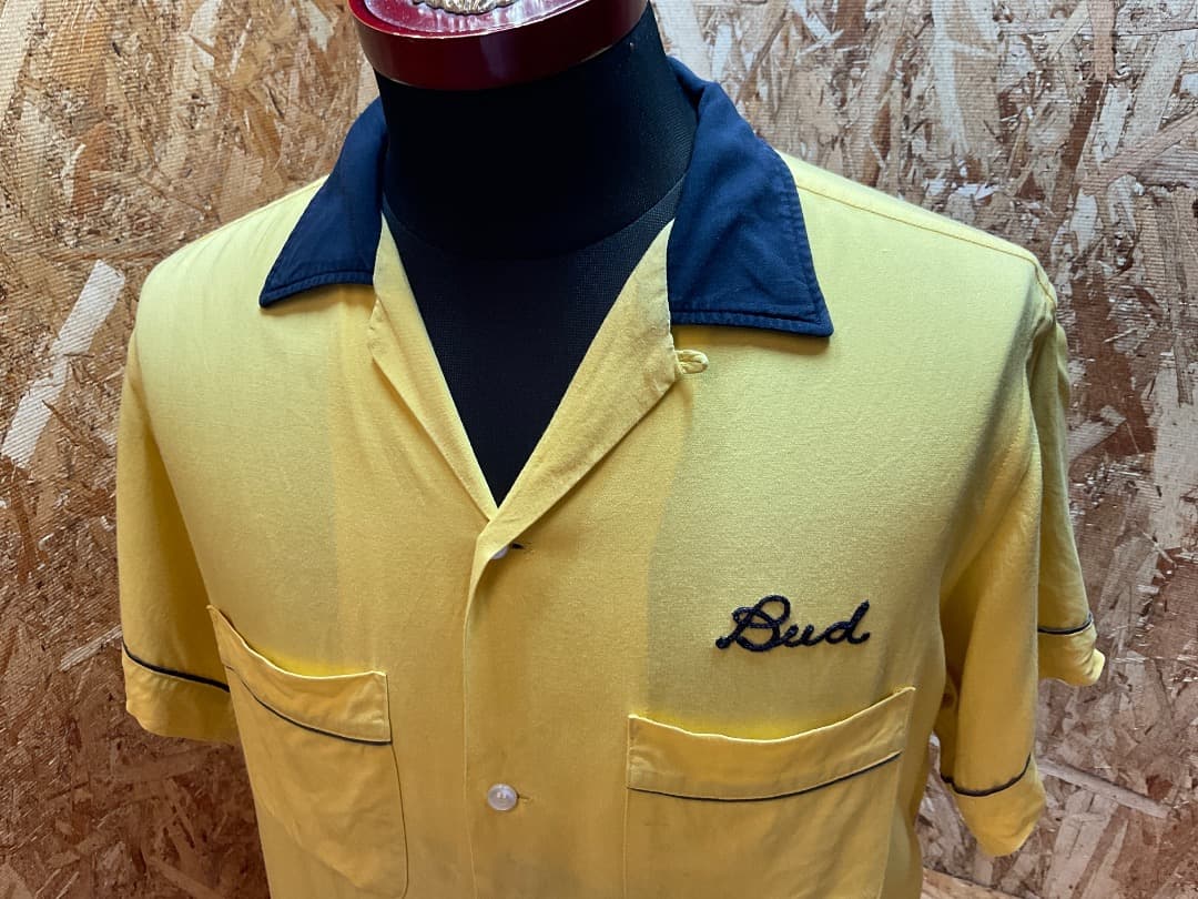 HILTON ヒルトン 50s 半袖 ボウリングシャツ 黄/黒 size M