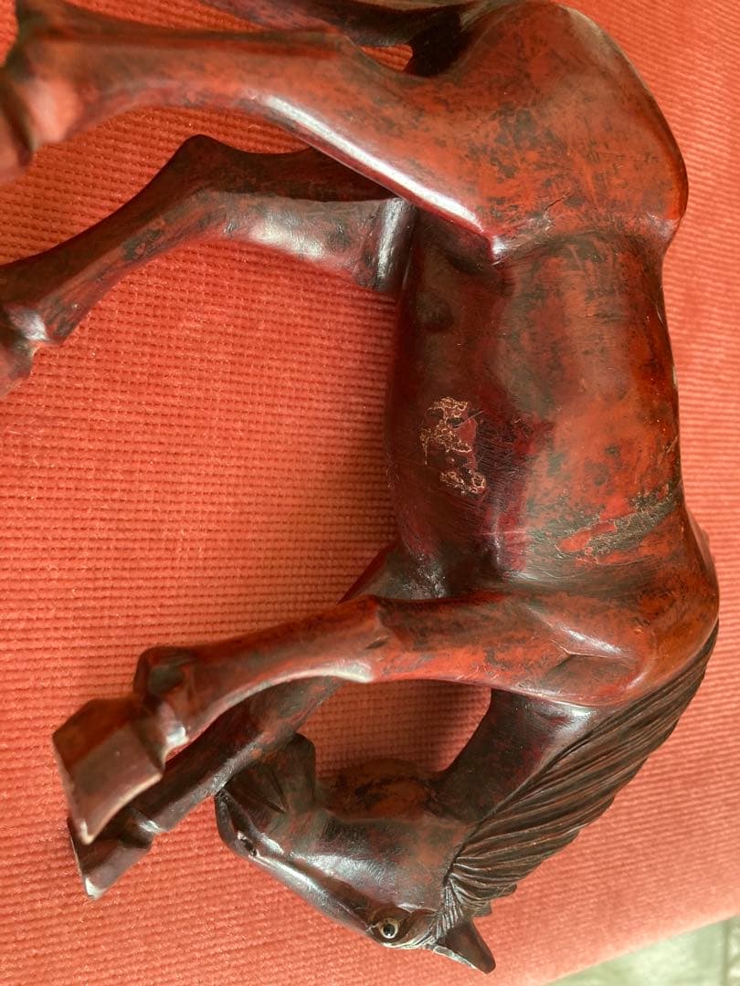 アンティーク　木彫馬の彫刻