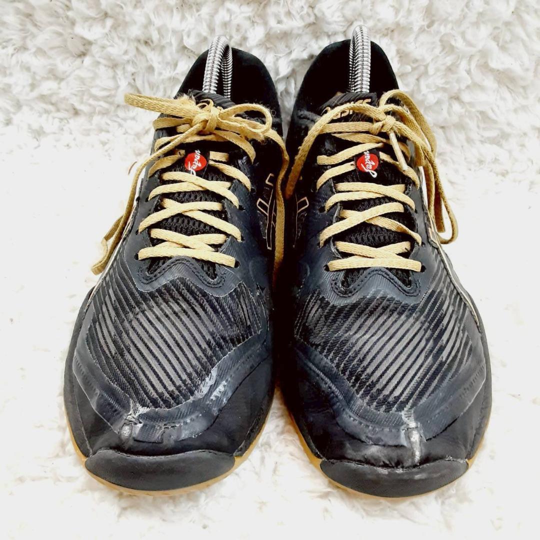 美品 24.5㎝◎asics アシックス バレーボールシューズ 黒 金