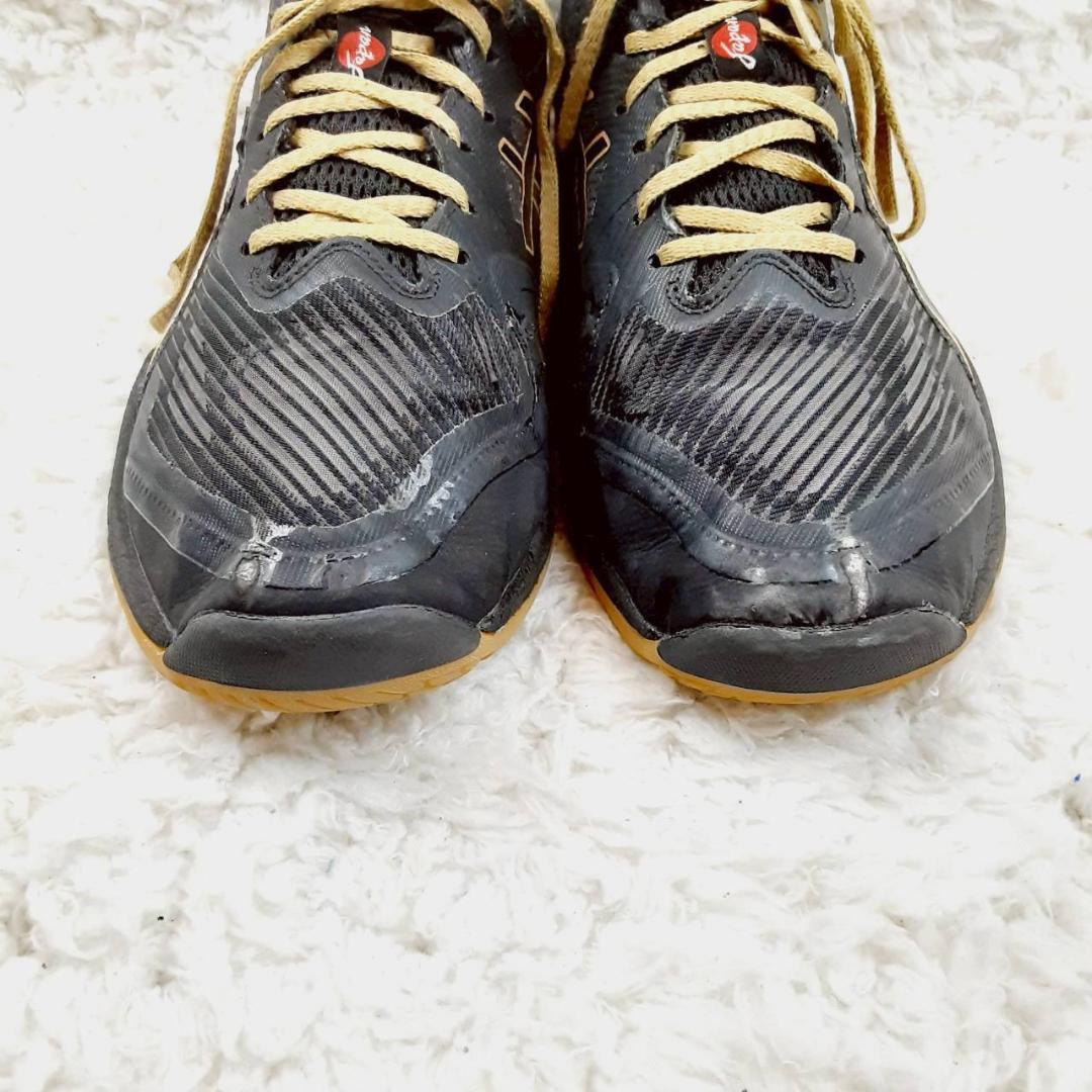 美品 24.5㎝◎asics アシックス バレーボールシューズ 黒 金