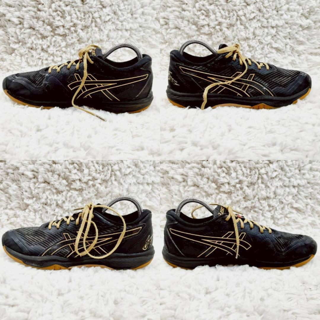 美品 24.5㎝◎asics アシックス バレーボールシューズ 黒 金