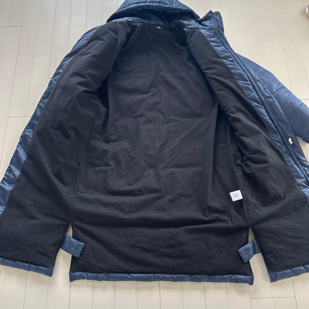 sfida フード付きネイビーキルティングベンチコート