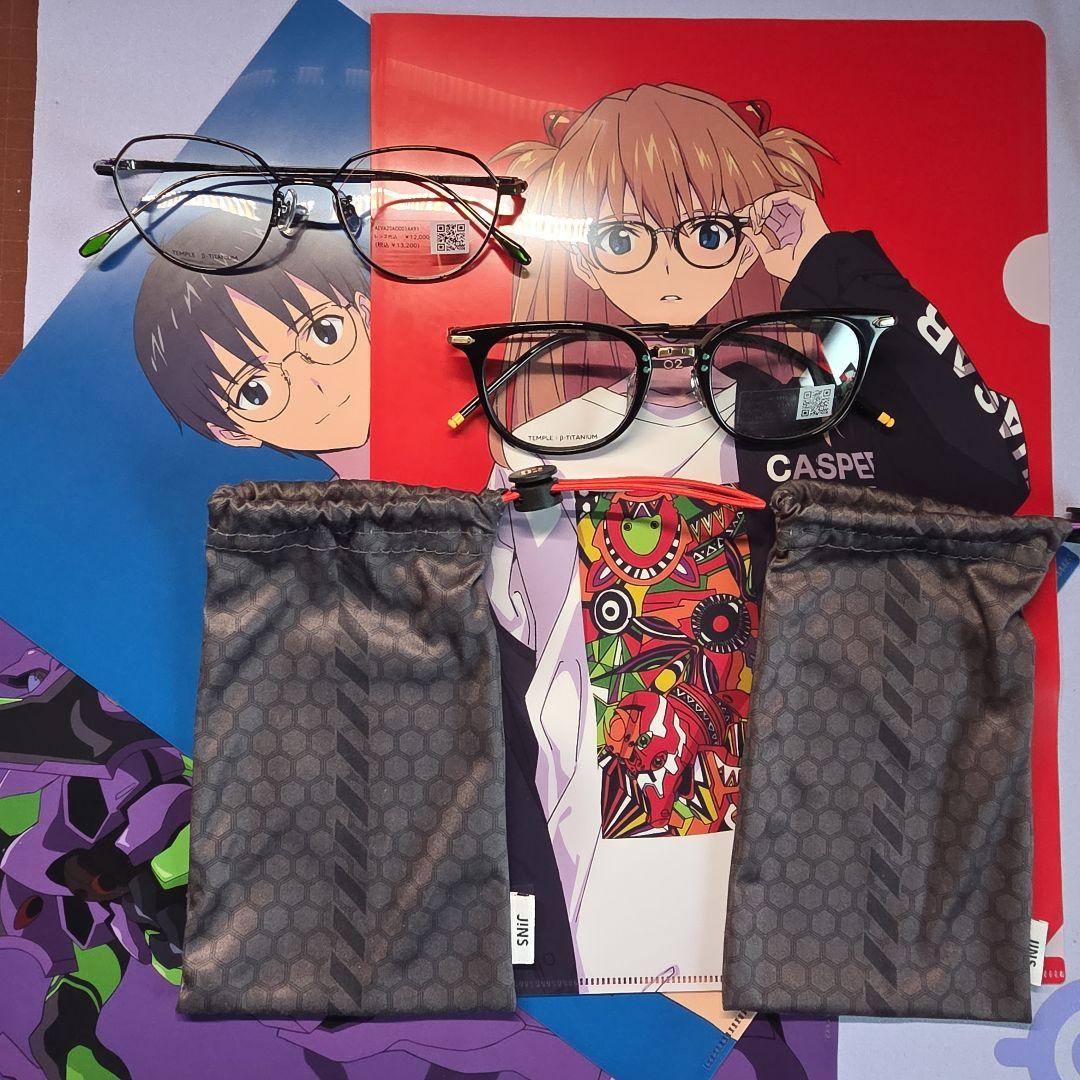 【未使用】JINS エヴァンゲリオン 初号機＆弐号機 メガネ 2本セット