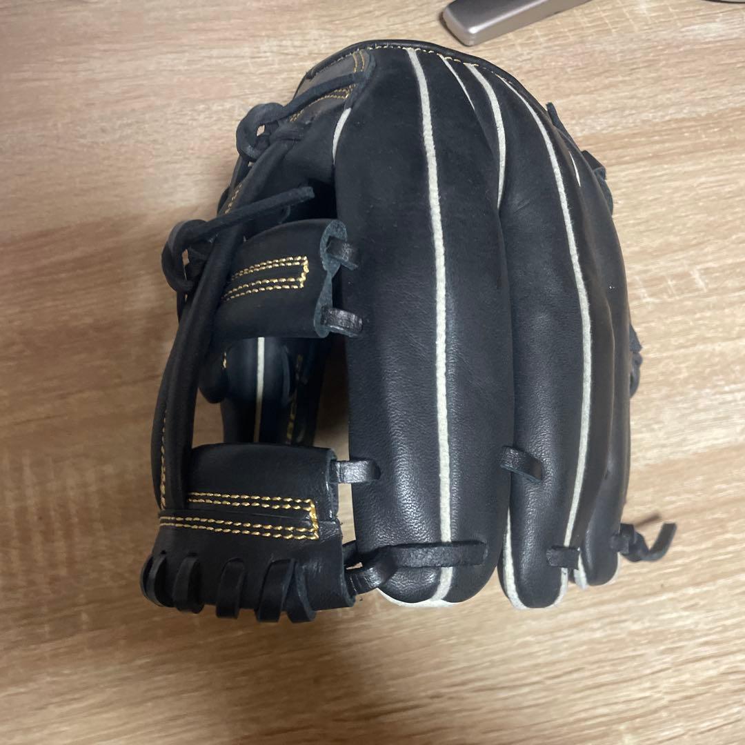軟式用レザーグローブ 黒 ストライプ