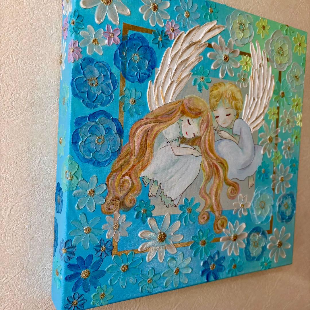 天使の安らぎ 原画｜テクスチャーアート・癒しのインテリア絵画 30cmスクエア