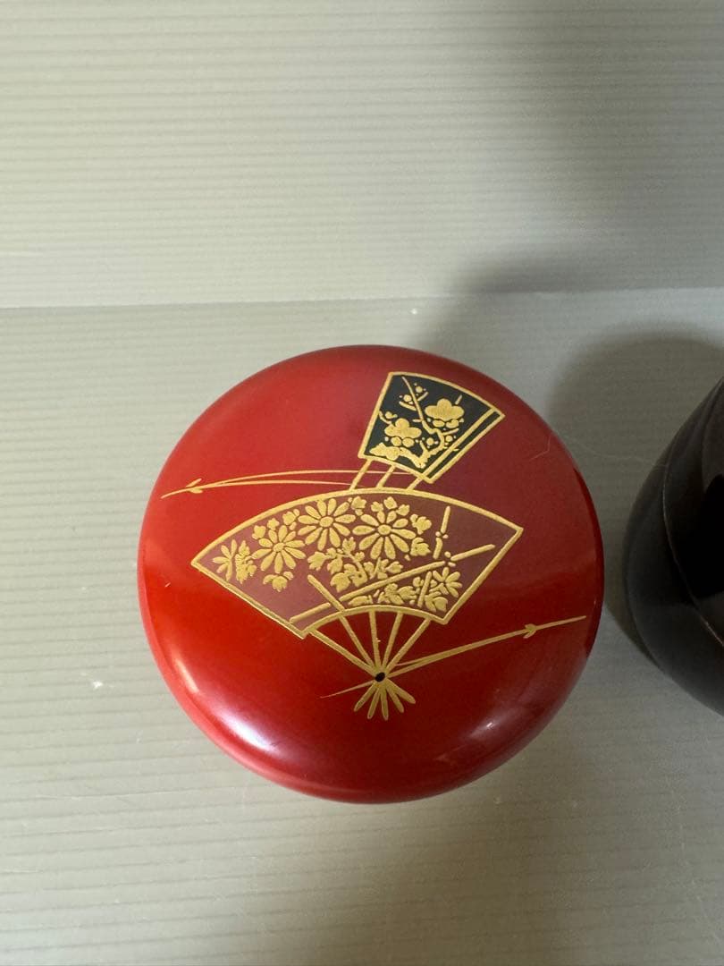 2384 茶道具　中棗 なつめ 2客　扇面 金彩