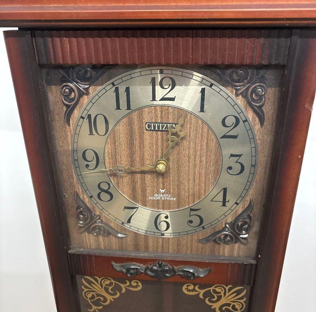 CITIZEN 振り子時計 昭和レトロ クオーツ 日本製 ウッド調 アンティーク