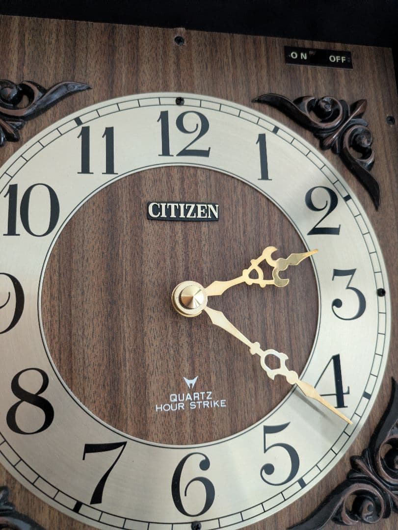 CITIZEN 振り子時計 昭和レトロ クオーツ 日本製 ウッド調 アンティーク