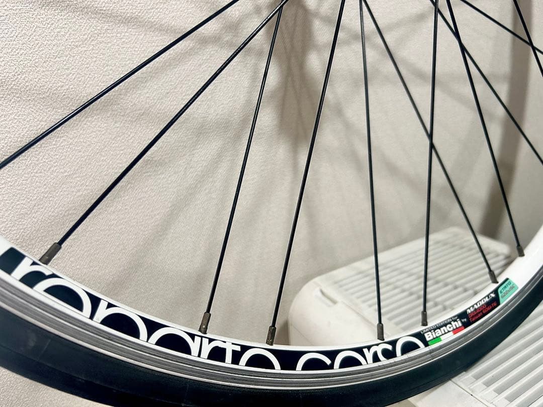 【Bianchiビアンキ】純正limitedホイール前輪◆貴重なカッコいい白リム