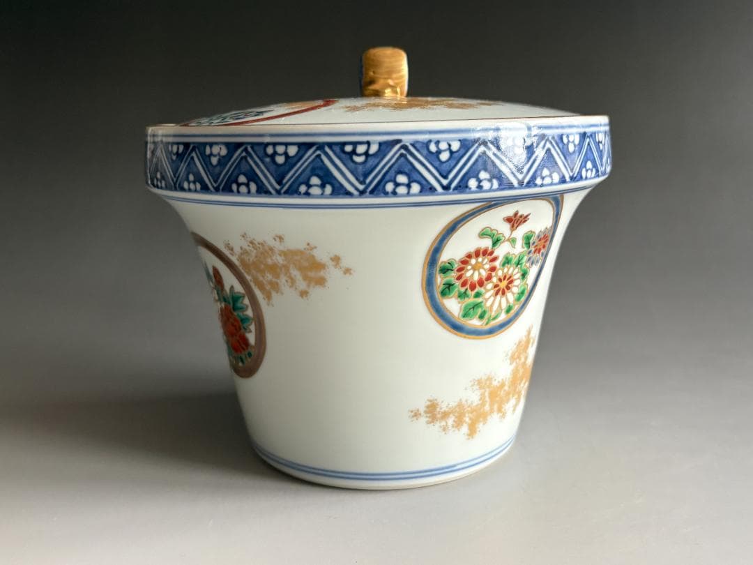 色絵丸紋　末広水指　平安秀峰　茶道具