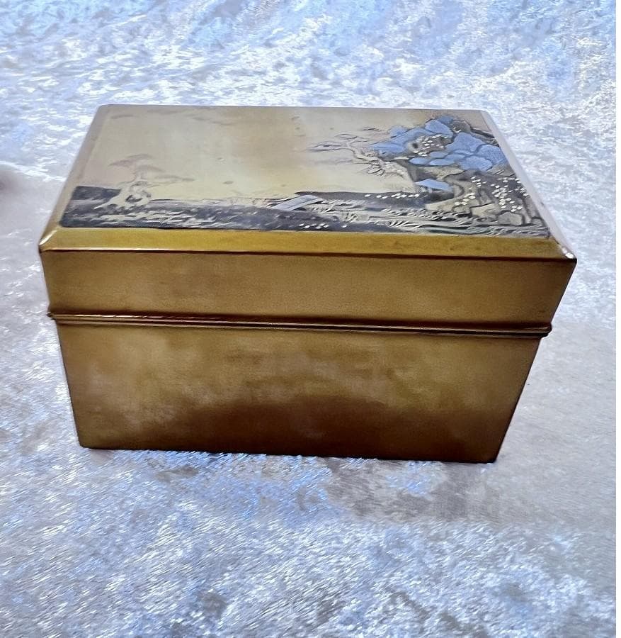 金蒔絵山水紋香箱　江戸期　合せ箱　金銀 漆器