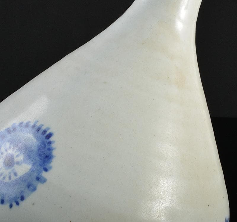 朝鮮美術　李朝　高麗白磁　染付　花文　鶴首瓶　V　R4764C