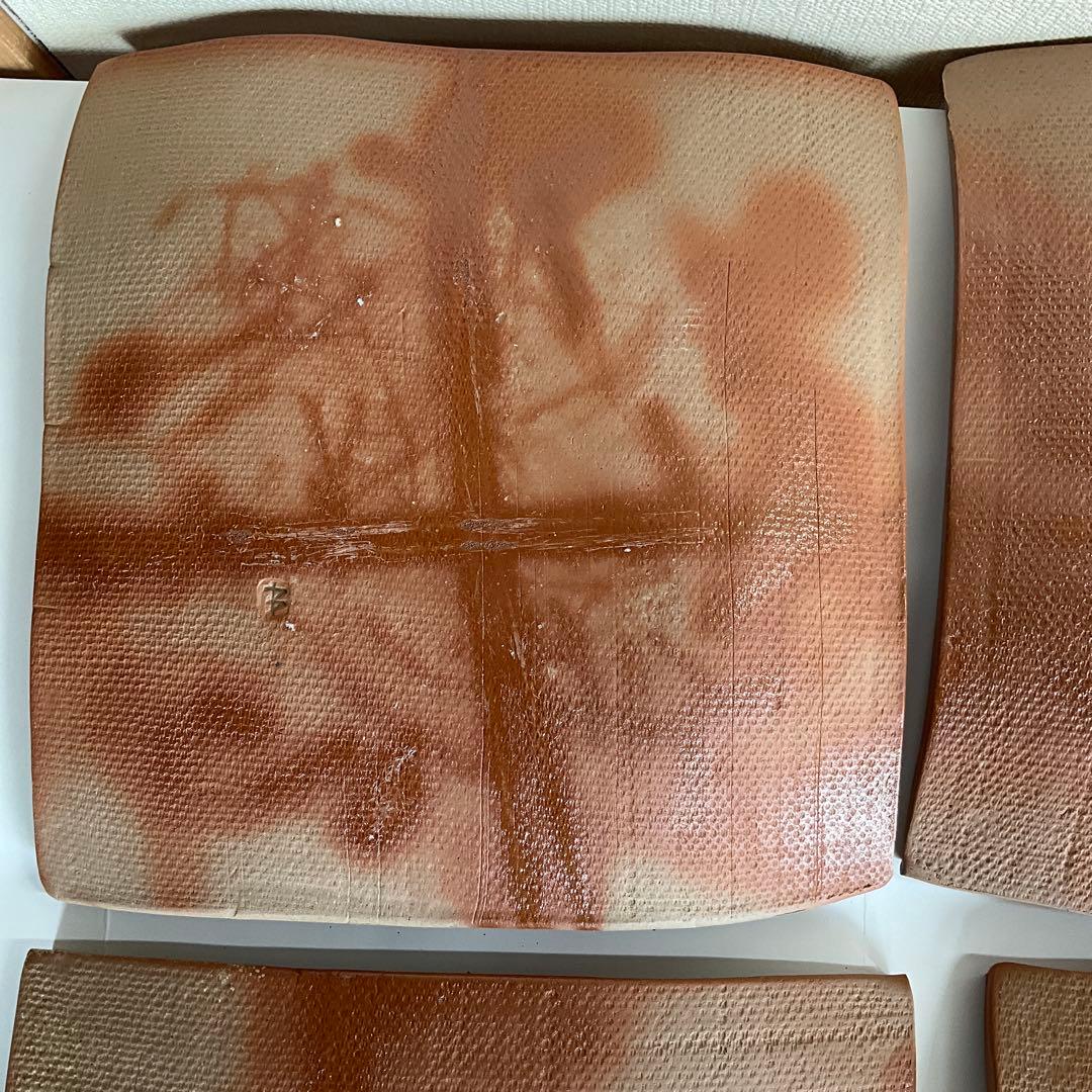 備前焼　人間国宝藤原雄先生監修南燦窯作　備前緋襷四方板皿