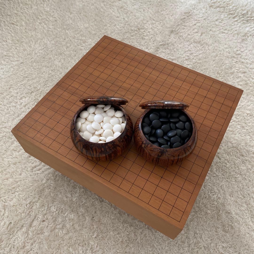 ◯囲碁　碁盤 碁石 セット 足付 ヘソ有り 蛤碁石