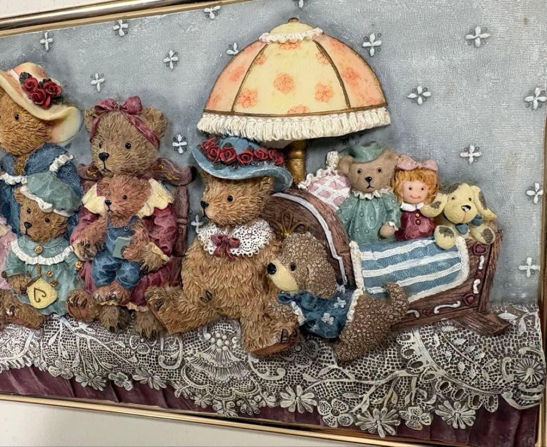 レトロ/アンティーク❤︎クマ/くま/熊❤︎立体アートフレーム❤︎フィギュア風立体額