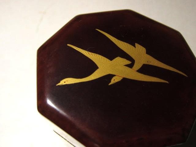 ☆飛来一閑　萩に雁八角棗☆裏千家十四代淡々斎花押☆u479