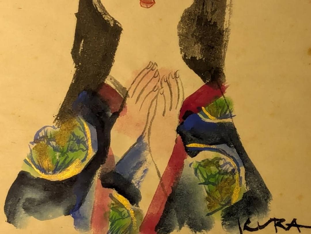 【真作】絵画　日本画6号　美人画　優美な女性表現　インテリアアート　Y145