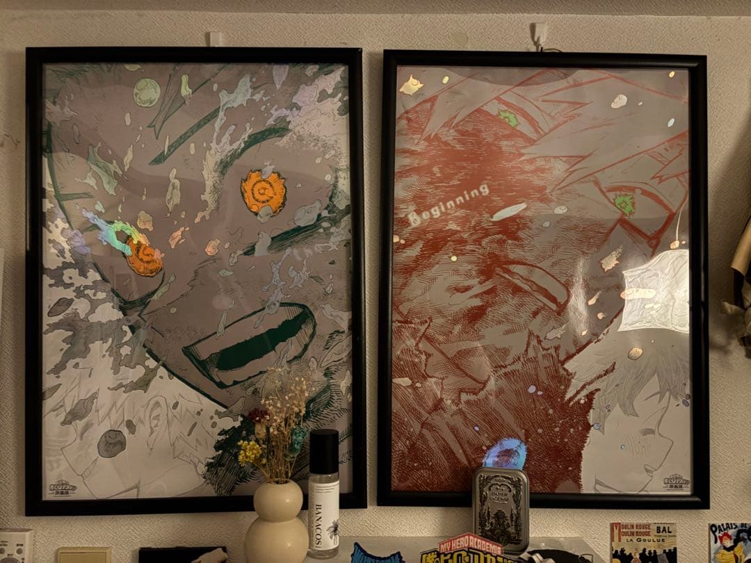 【額縁付き】ヒロアカ 原画展 アートポスター 緑谷出久 爆豪勝己 A2サイズ