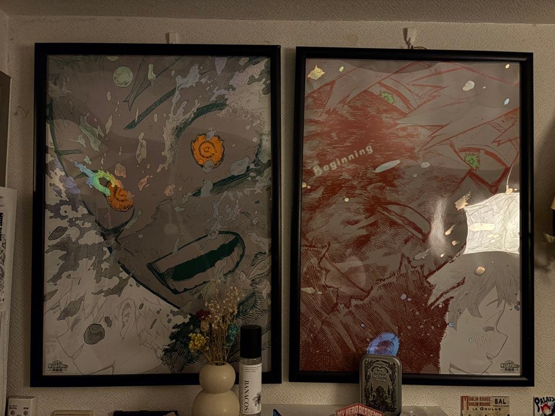 【額縁付き】ヒロアカ 原画展 アートポスター 緑谷出久 爆豪勝己 A2サイズ