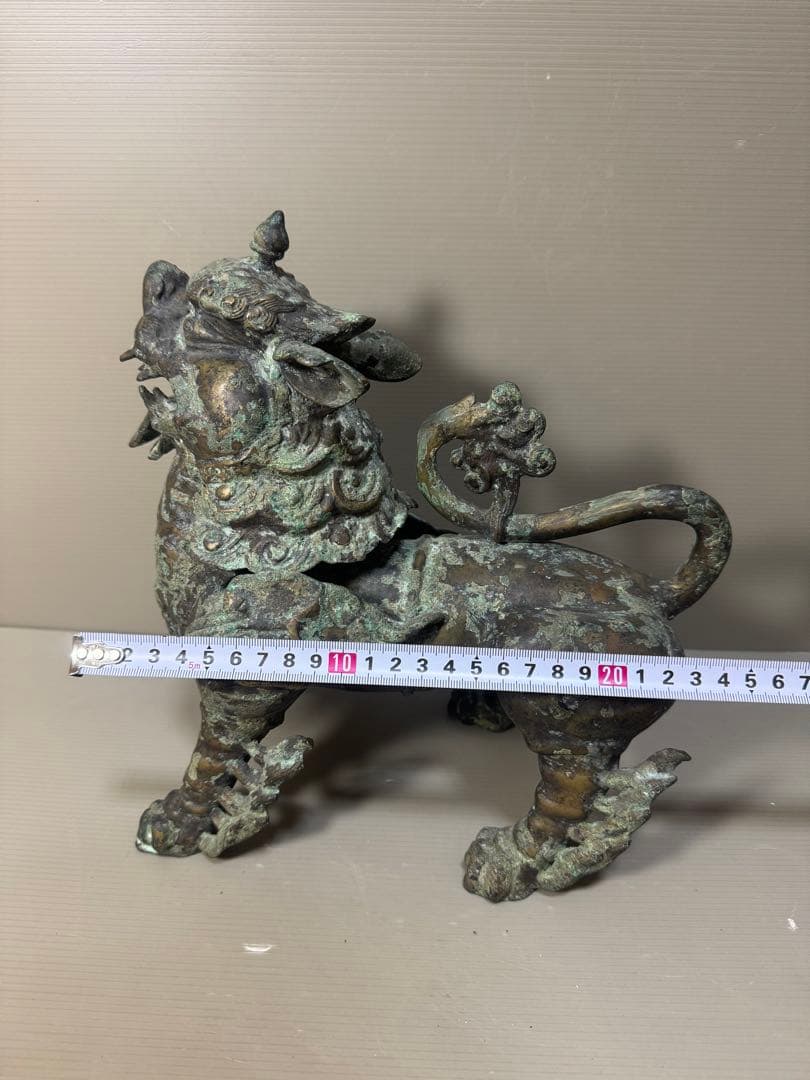 2217 古銅　青銅器　獅子 尊　饕餮紋　唐物 時代物