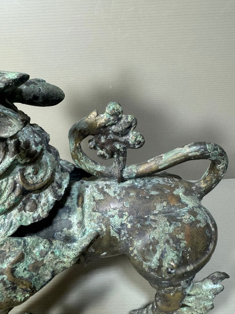 2217 古銅　青銅器　獅子 尊　饕餮紋　唐物 時代物
