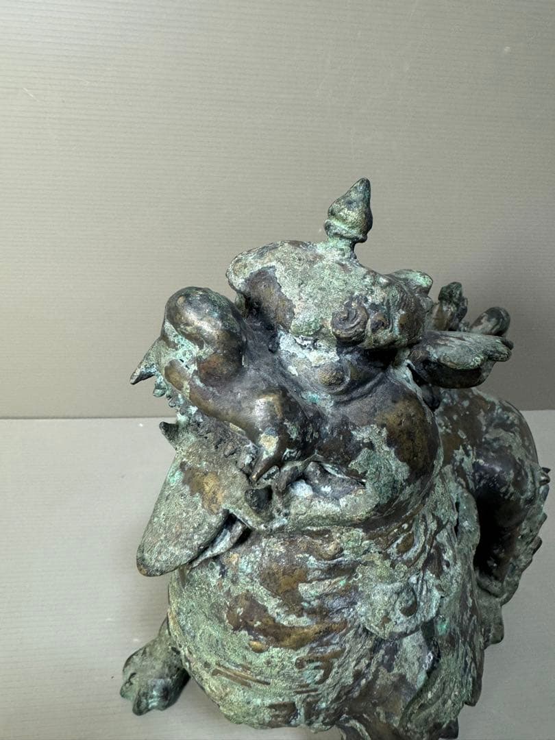 2217 古銅　青銅器　獅子 尊　饕餮紋　唐物 時代物
