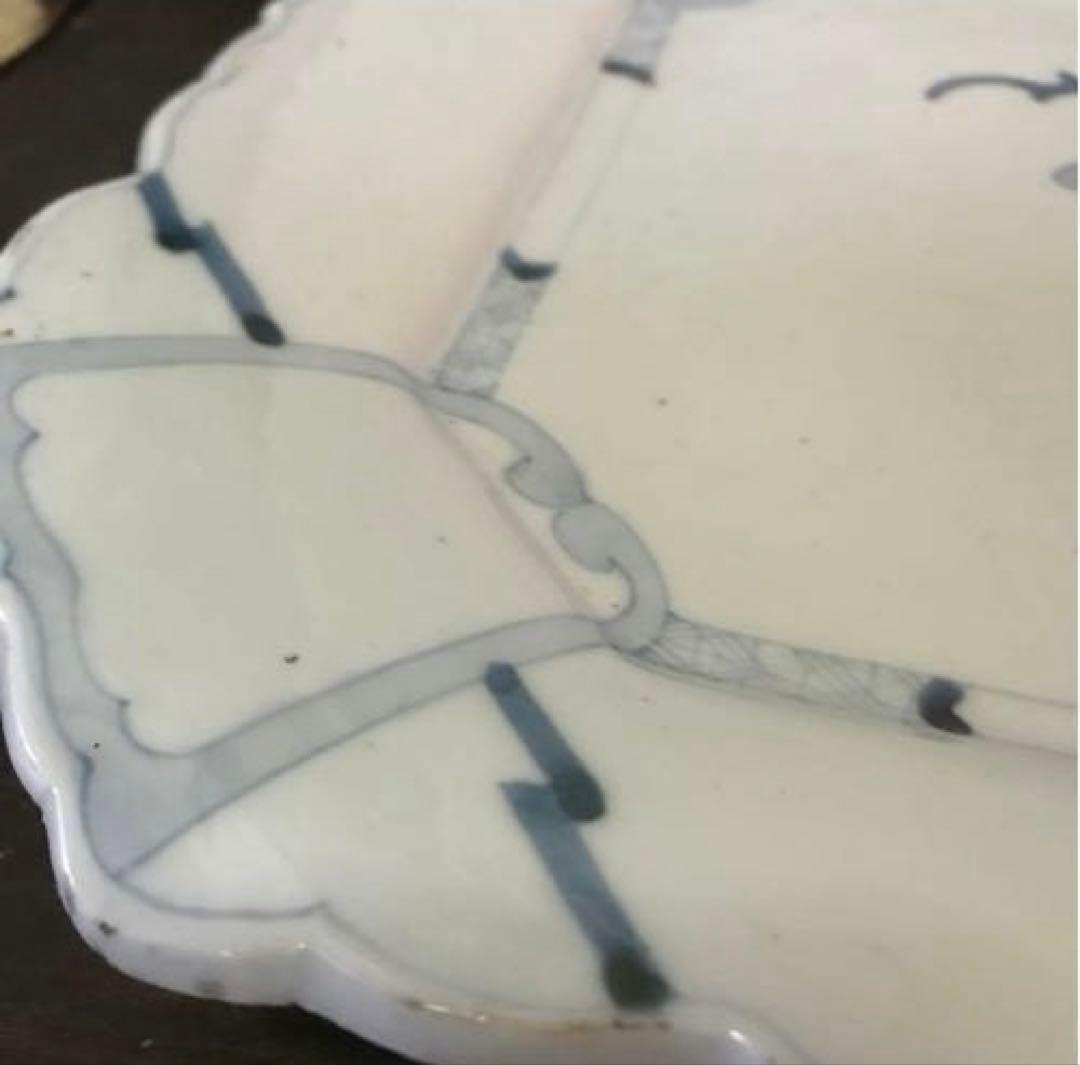 染付　陶器　当時物　盛り皿　染付の絵柄が美しい　年代物