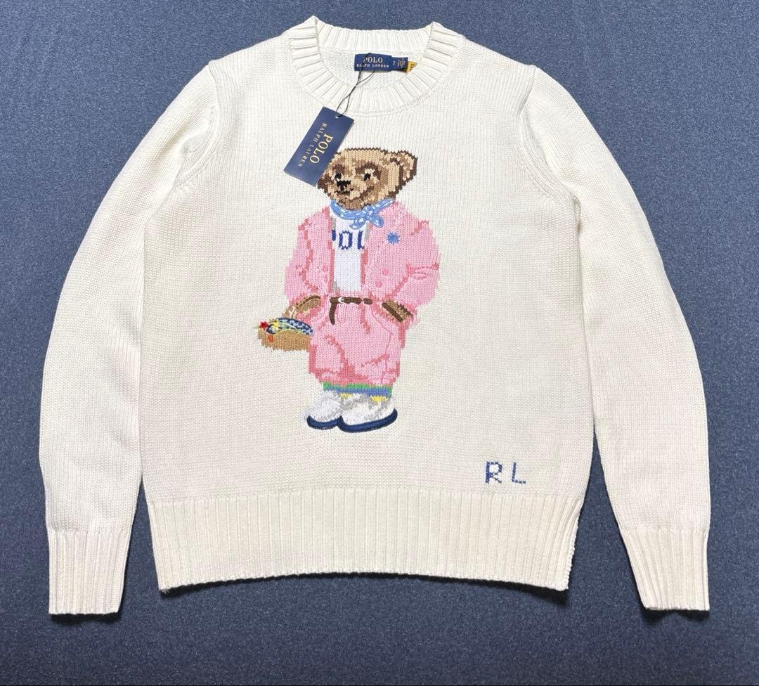 新品タグ付　ポロベア コットンセーター ポロラルフローレン 綿100 刺繍 S