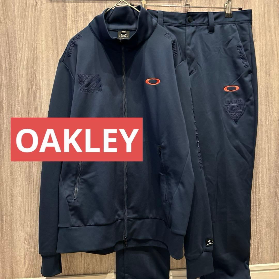 【美品】OAKLEY ゴルフウェア 上下セットアップ ジャージ 刺繍ロゴ 古着