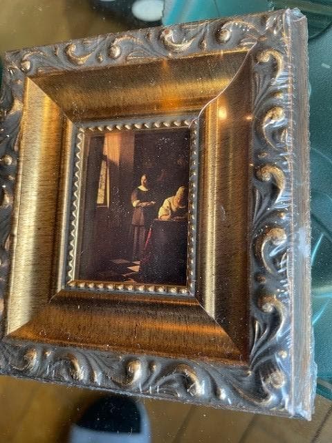 手紙を書く婦人　ミニ絵画